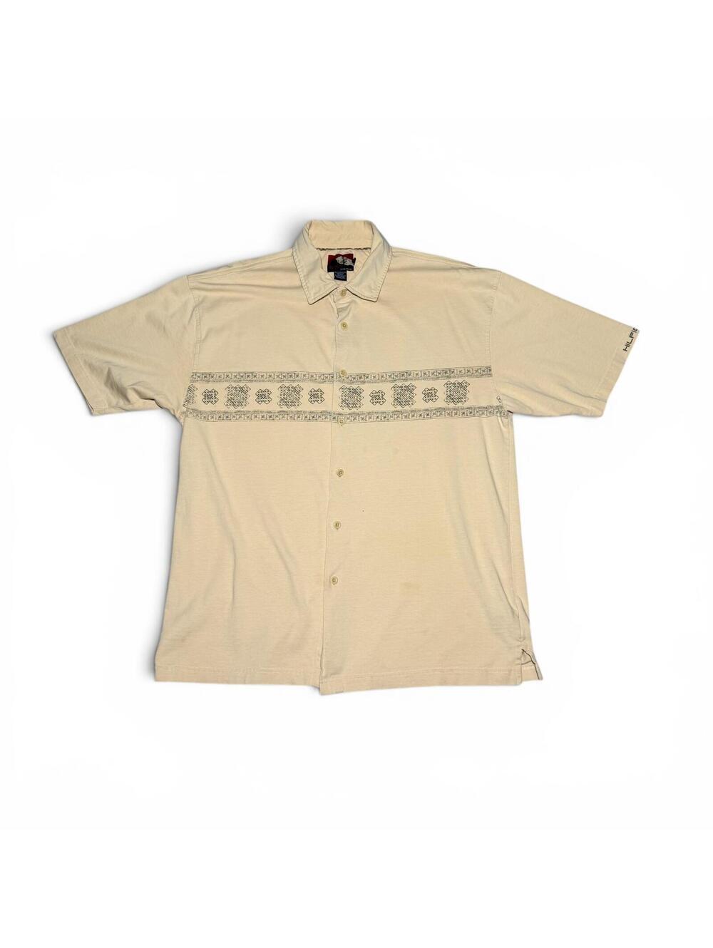 Vintage Tommy Hilfiger Beige Short Sleeve Button-Up Shirt